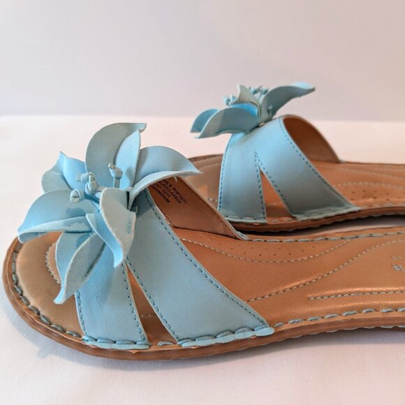 Somona "Ursula" Aqua Flat Slip-on Sandals with Flower Detail  Size 7.5 - Picture 4 of 6